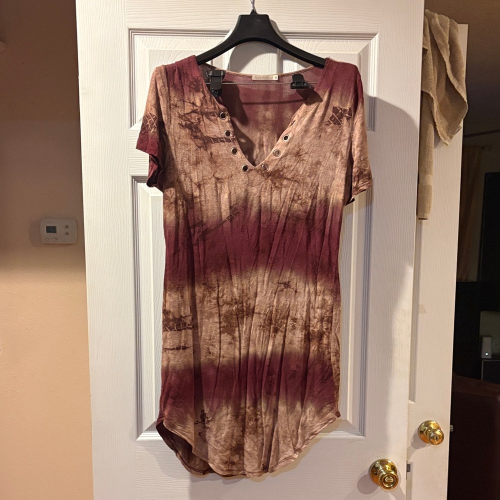 Tie-Dye V-Neck Women Top/dress